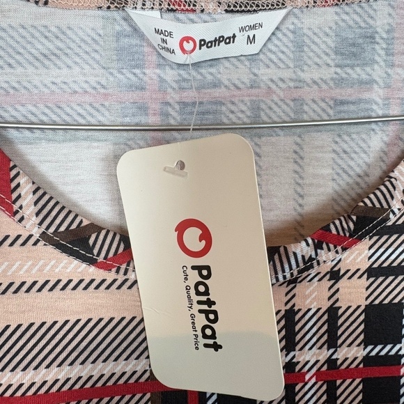 NWT Patpat Black/Red/White/Tan Plaid Drawstring Ruched Bodycon Dress; Size M - Picture 6 of 11